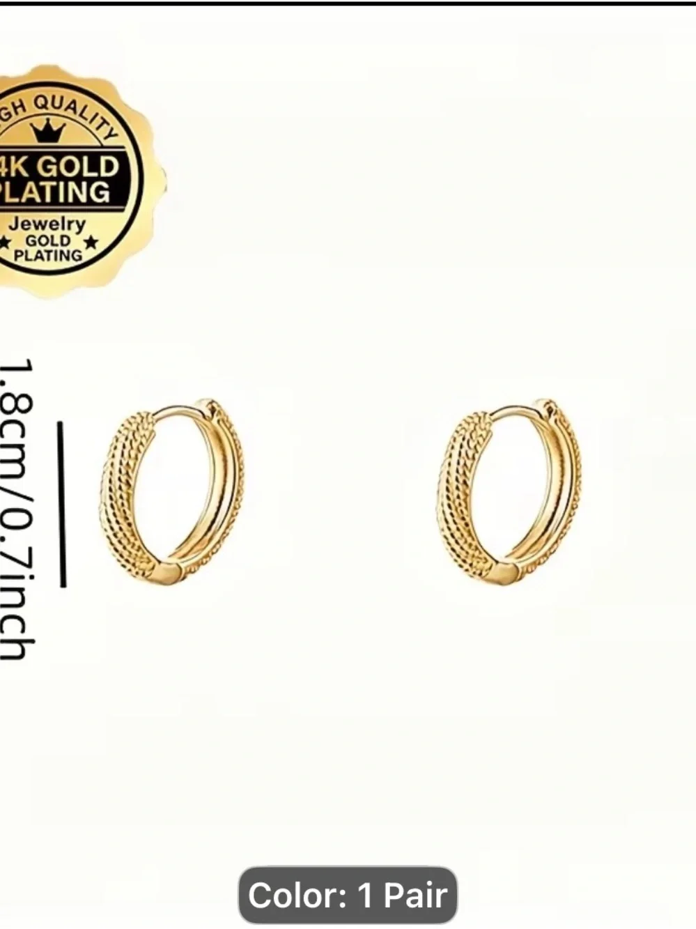 Gold Braided Hoop Earrings - 1 Pair